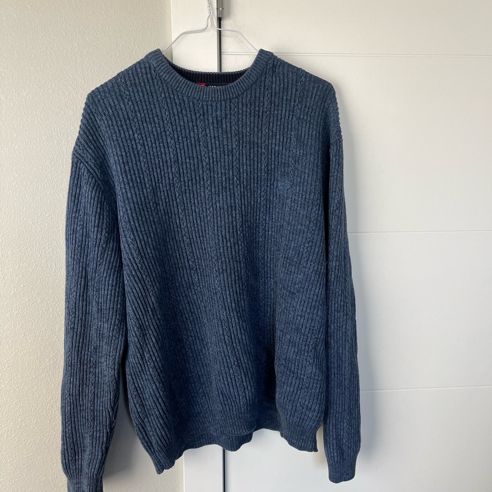 Men's Blue Ribbed Sweater